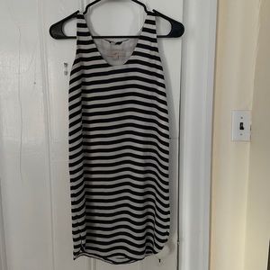LOFT Navy & White Striped Sleeveless Shift Dress